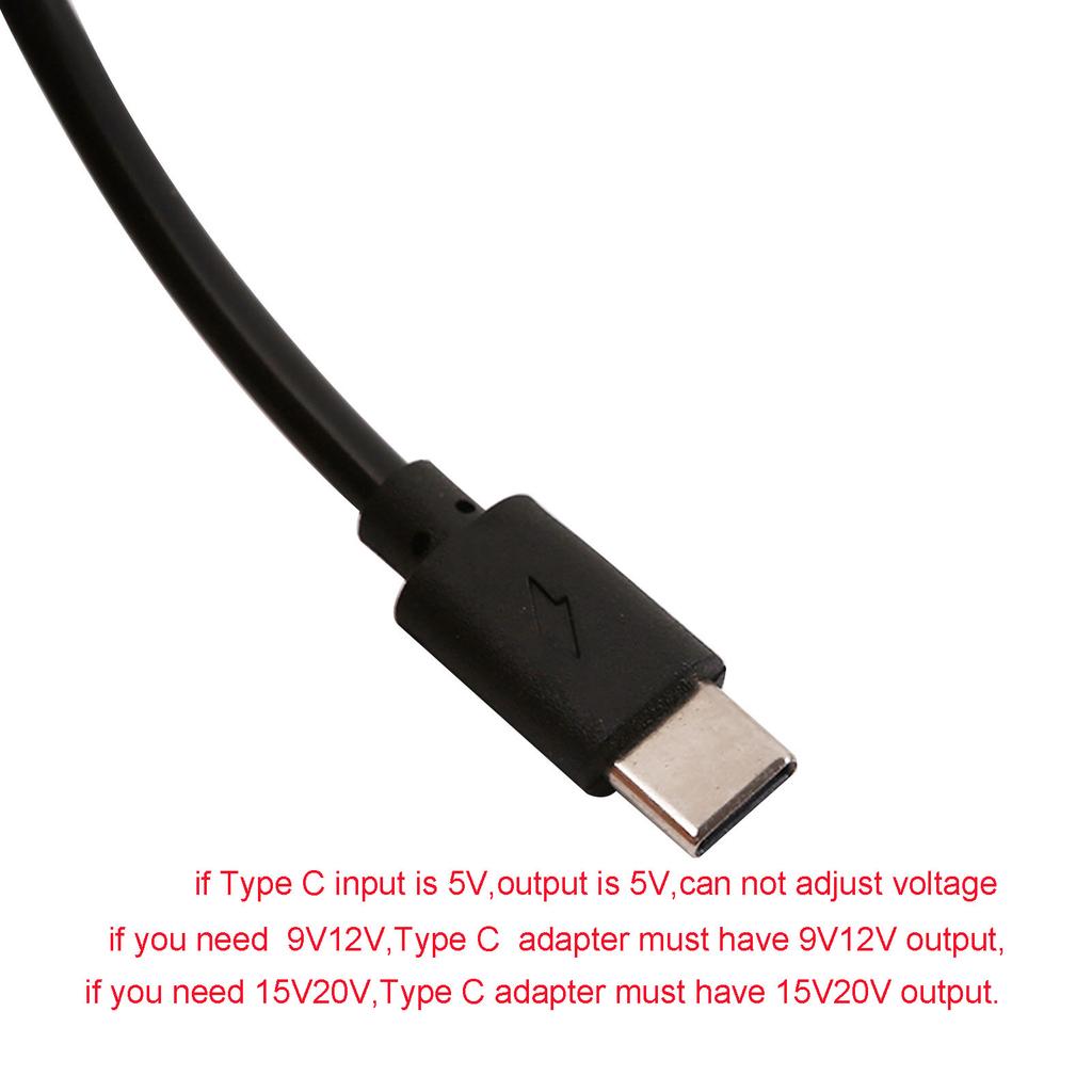 Universal USB C To 5V 9V 12V 15V 20V 5.5x2.1mm Power Cable with Output Voltages Display for LED Light Modems CCTV Camera