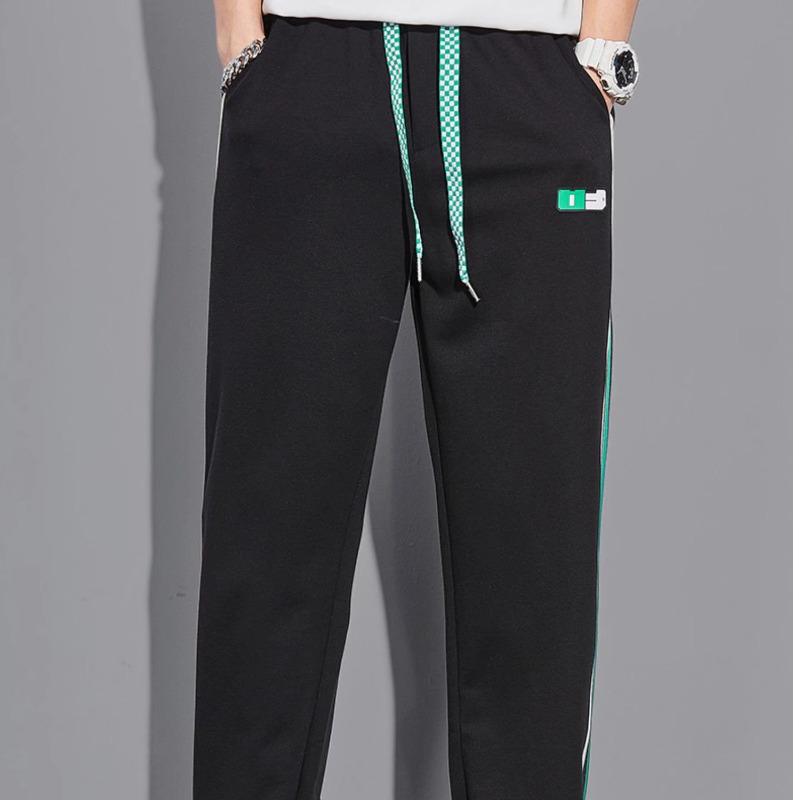 Pantalon rayé tendance d'été pour homme à jambes larges - Coupe ample style décontracté sportif
