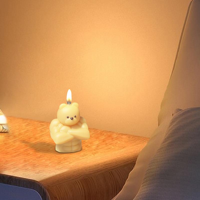 Silikon Bärenform für Duftkerzen Seifenherstellung und Resin Gießen Muskelbär Niedliche Tierform Form für Heimdekoration