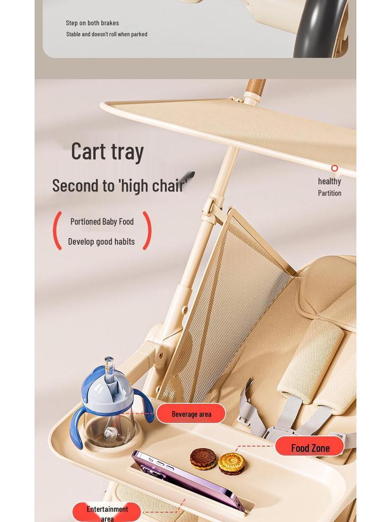 Lightweight & Portable Baby Stroller: Reclining, Four-Wheel for Ages 0-5