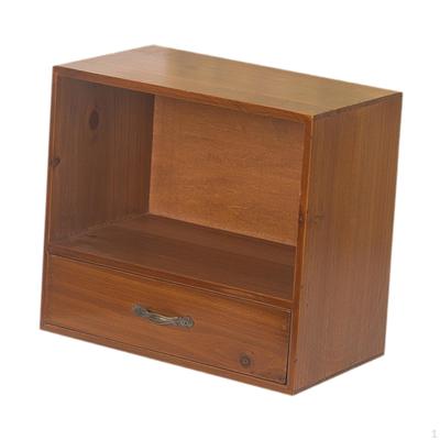 2 Layer Desktop Storage Cabinet Wood with Drawer Desk Organizer Shelf for Tea Cup Coffee Mugs