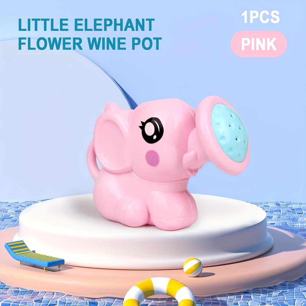 1pc Youngsters Bath Toys Cute Cartoon Elephant Shower Kettle, Pink And Blue Elephant Design, Fun Bath Time Water Play Accessories