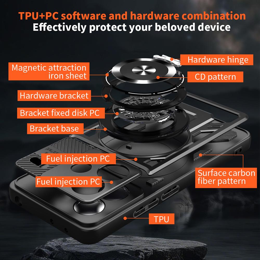 For Xiaomi Redmi Note 13 Pro+ 5G Magnetic Case Rotating Kickstand TPU+PC Phone Cover