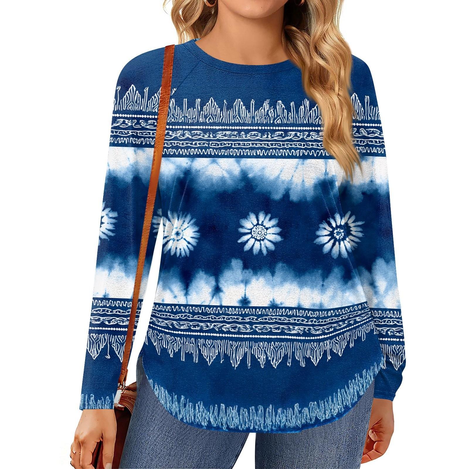 

Женские топы больших размеров, рубашки с длинным рукавом, туника с круглым вырезом, повседневная свободная блузка L-5X XXL