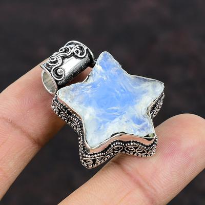 Milky Opal Rough Pendant 925 Sterling Silver Pendant Handmade Vintage Pendant Beautiful Star Pendant Genuine Gemstone Pendants Gift For Her