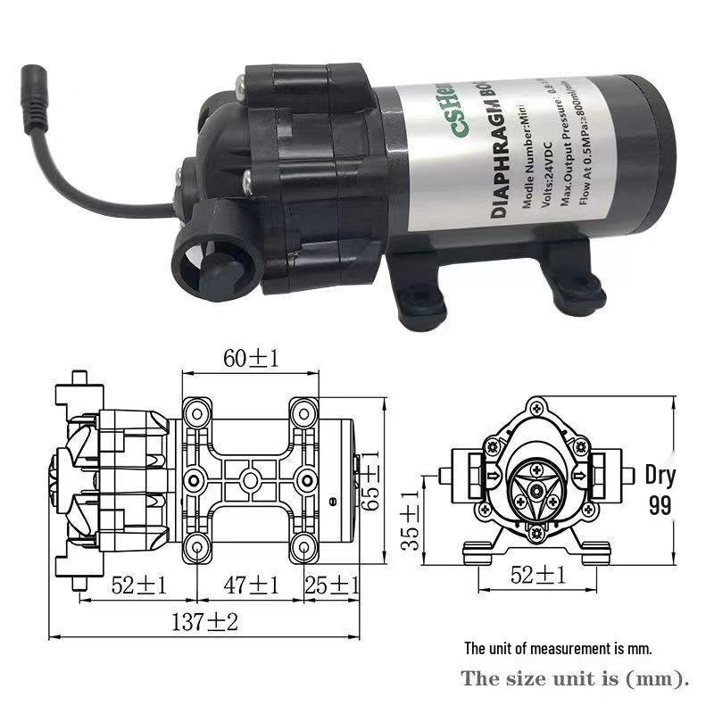 Miniature 50G Diaphragm Booster Pump - Self-Priming, Low-Pressure Spray Pump for Rainforest Tanks and Humidification.