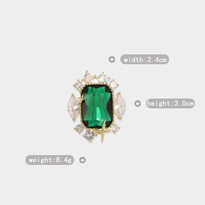 **Bo Xin Yun Luxury Geometric Green Zirconia Brooch - Korean Style Pin Accessory**