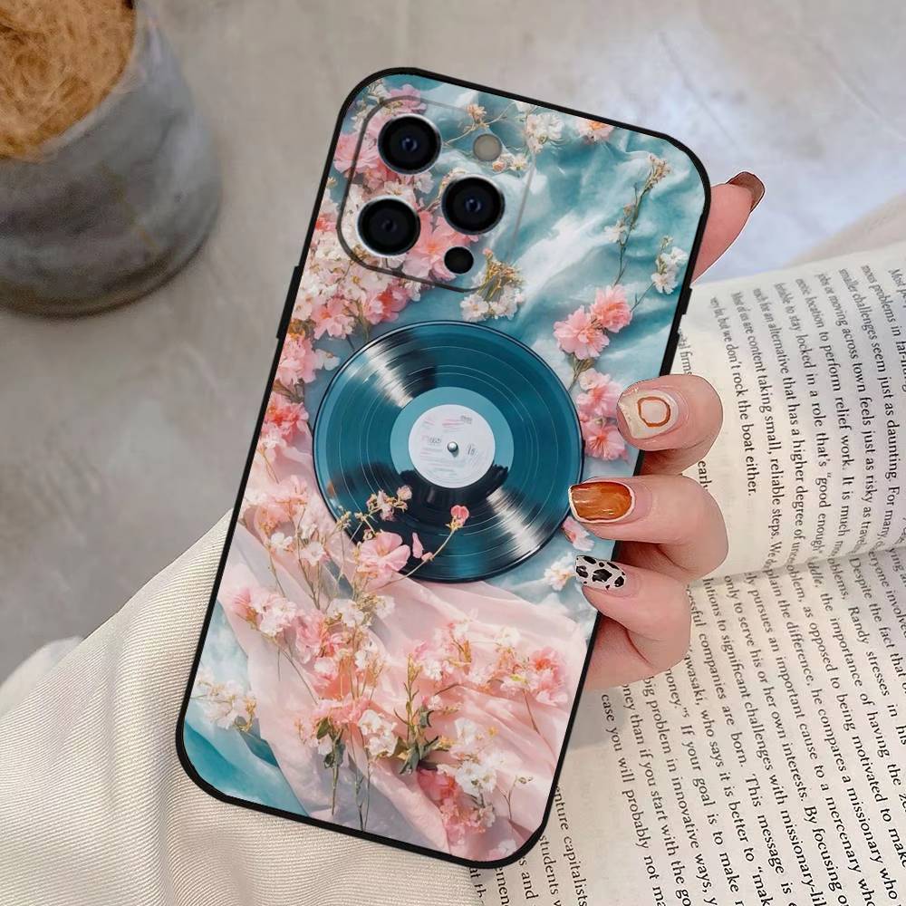Flower Record Phone Case Silicone Soft For IPhone 17 16 15 14 13 12 11 X XR Plus Pro Max Plus iPhone16Se4