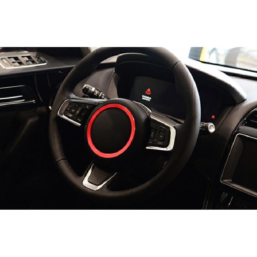 For Jaguar XE 2016-2019 Red Aluminum Alloy Steering Wheel Horn Button Ring Trim