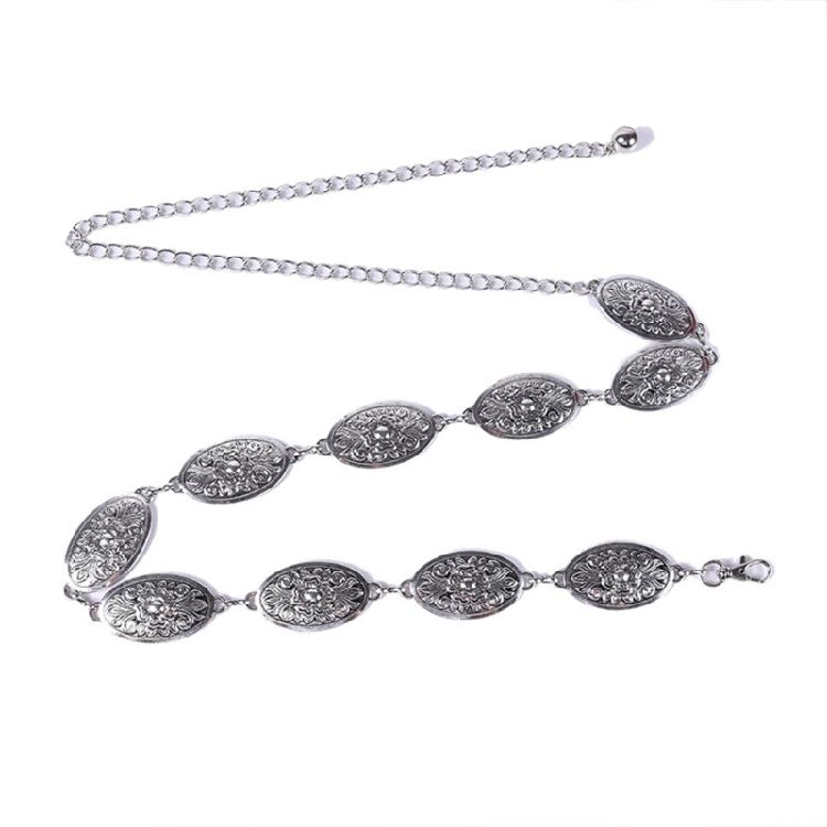 Women Slimming Waist Thin Belt Carved Flower Buckle Waist Chain Banquet Dress