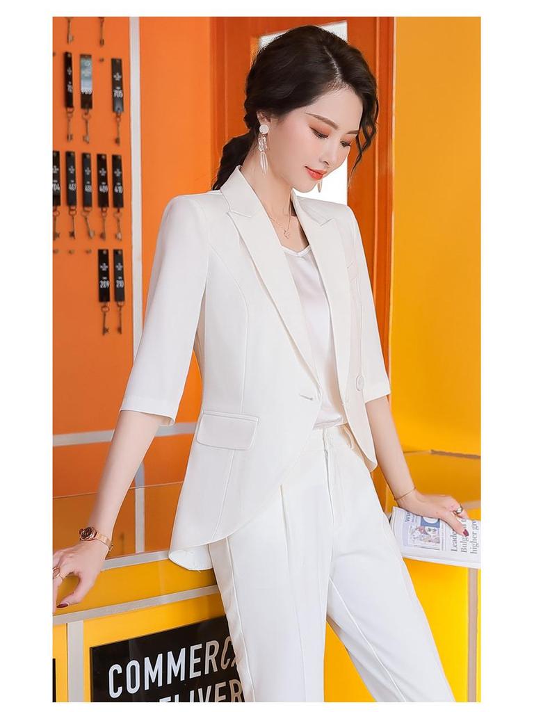 Women's Slim Fit Tuxedo Suit Set - Spring/Summer Professional Blazer & Pants Workwear