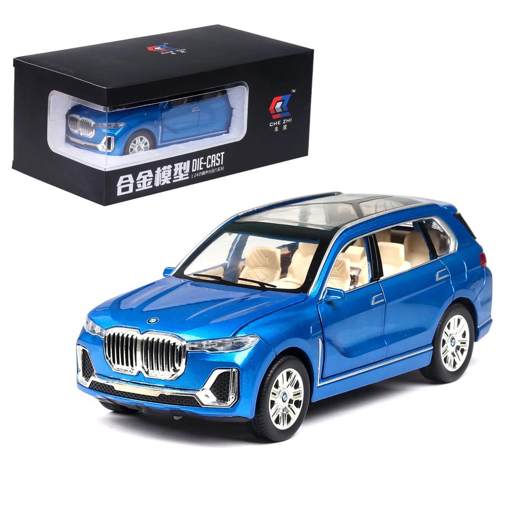 1:24 BMW X7 SUV Diecast Metal Alloy Model car Sound Light Pull Back Collection Kids Toy Gifts