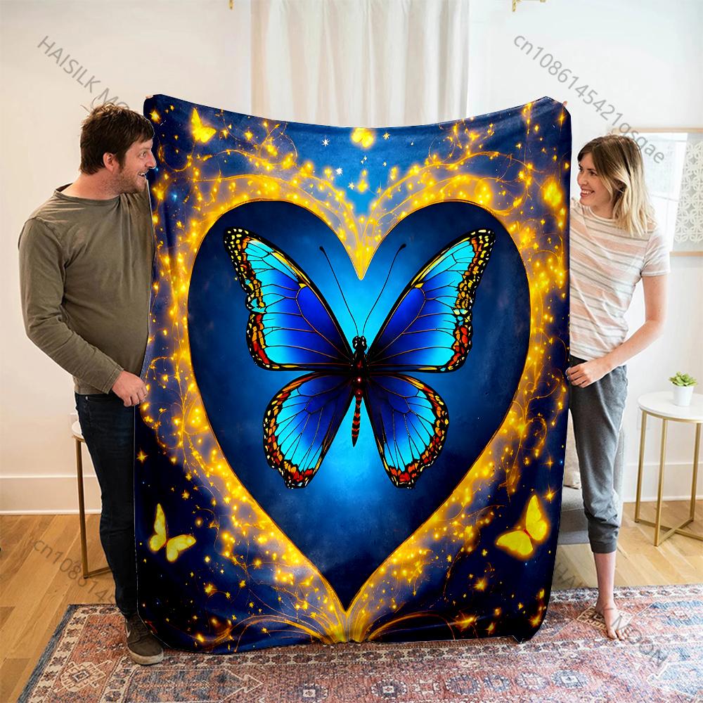 

Golden Fantasy Butterfly Blanket Warm Soft Fluffy Kids and Adult Sofa Bed Throw Blanket Suitable Home Travel Camping Multi-size 75x90cm