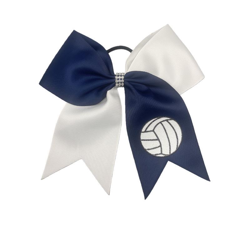Cross-Border Basketball Bow Hair Ties: Two-Color Splicing Swallowtail Elastic Hair Accessories for Girls
