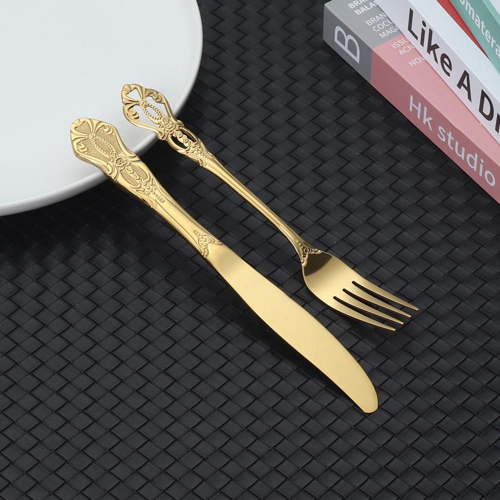 Royal Tableware Set Embossed Retro Stainless Steel Knife, Fork, Spoon Hotel Western Food Knife, Fork CST