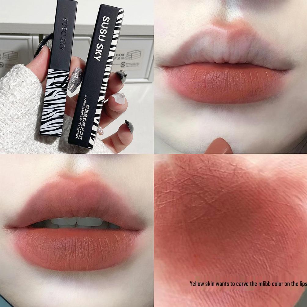 SUSU SKY Hot Stripe Matte Lipstick In Whitening Nude