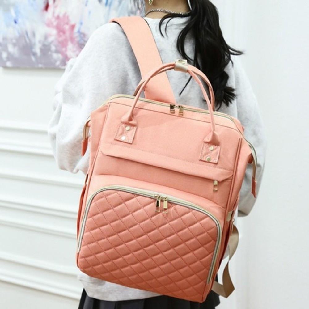 Solid Color Diaper Backpack Nylon Nappy Bagpack Multi-functional Mommy Bag  Maternity