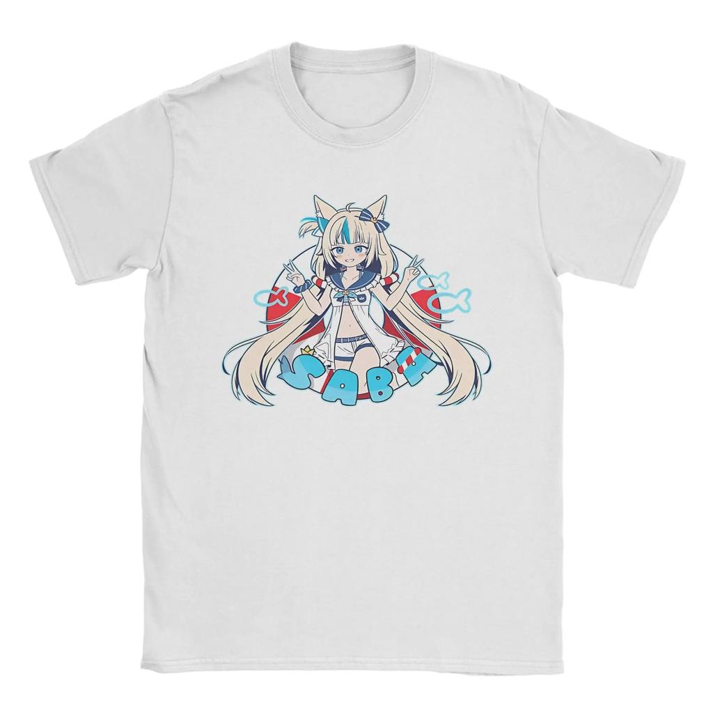Vtuber SABA Cat Ear Summer T-Shirt, Unisex Anime Fan Streetwear Tee, 100% Cotton Casual Short Sleeve Top