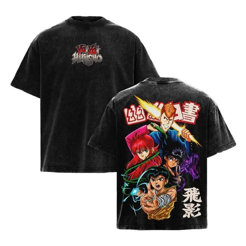 

YuYu Hakusho Yuusuke Urameshi Hiei Graphic Tshirt Men Women Clothing Short Sleeve Cotton T-shirts Washed Tee Harajuku T Shirt XXL