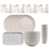 44-Piece Portuguese Tableware Set: Plates, Bowls, Cups & Cutlery in Durable Plastic