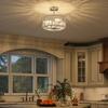 Semi Flush Mount Modern Crystal Chandelier Ceiling Light, Crystal Ceiling Light Fixture with E14 Base, Silver Tone