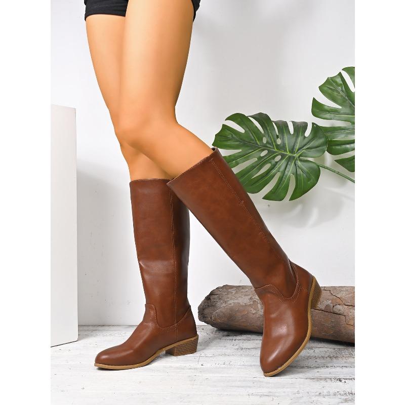 Retro Low-heeled Knight Boots 2025 Winter New British Style Sleeves Are No More Than Knee-length Boots for Women