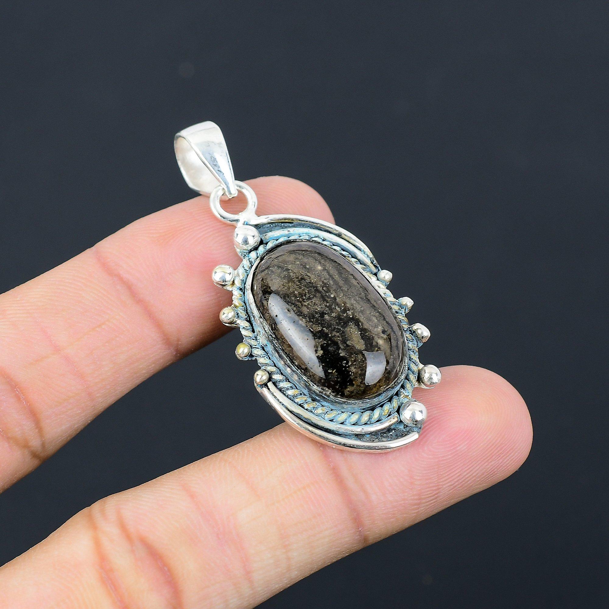 

Mothers day Sale 925 Silver Honey Dendrite Opal Gemstone Unique Pendant Jewelry