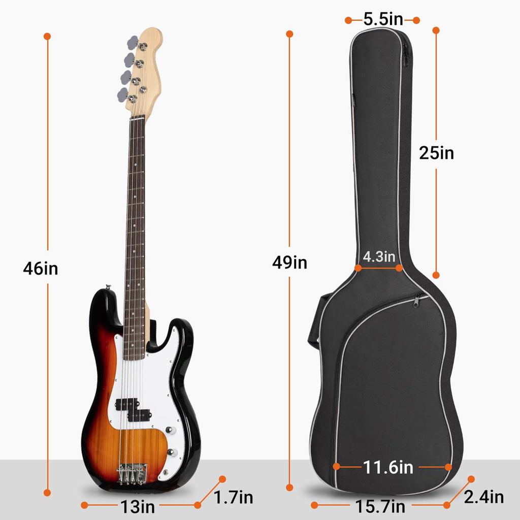 CAHAYA Electric Bass Guitar Soft Luxury Guitar Soft 8mm Thick Shoulder Large Capacity Convenient To 8mm Thick Padded Soft Black Case, Case, Version,