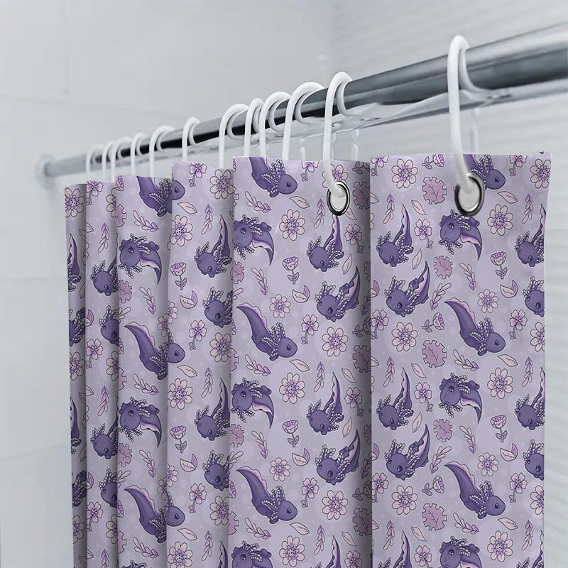 Floral Shower Curtain Set Waterproof Vintage Flower Pattern Bathroom Decor Fabric Curtain Liner Backdrop Farmhouse Style