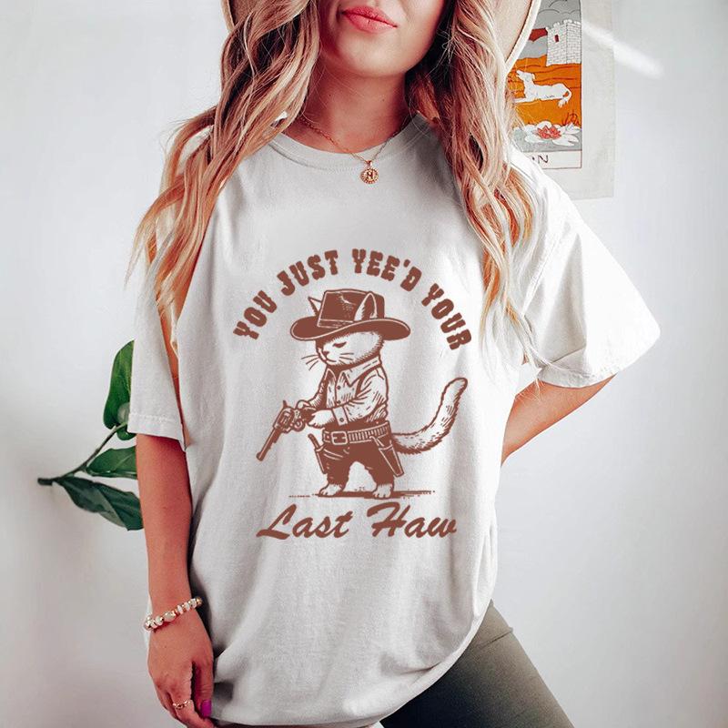 

You Just Yeed Your Last Haw Printed Trendy High Street Fashion Хлопок Женские свободные футболки Женские 3XL
