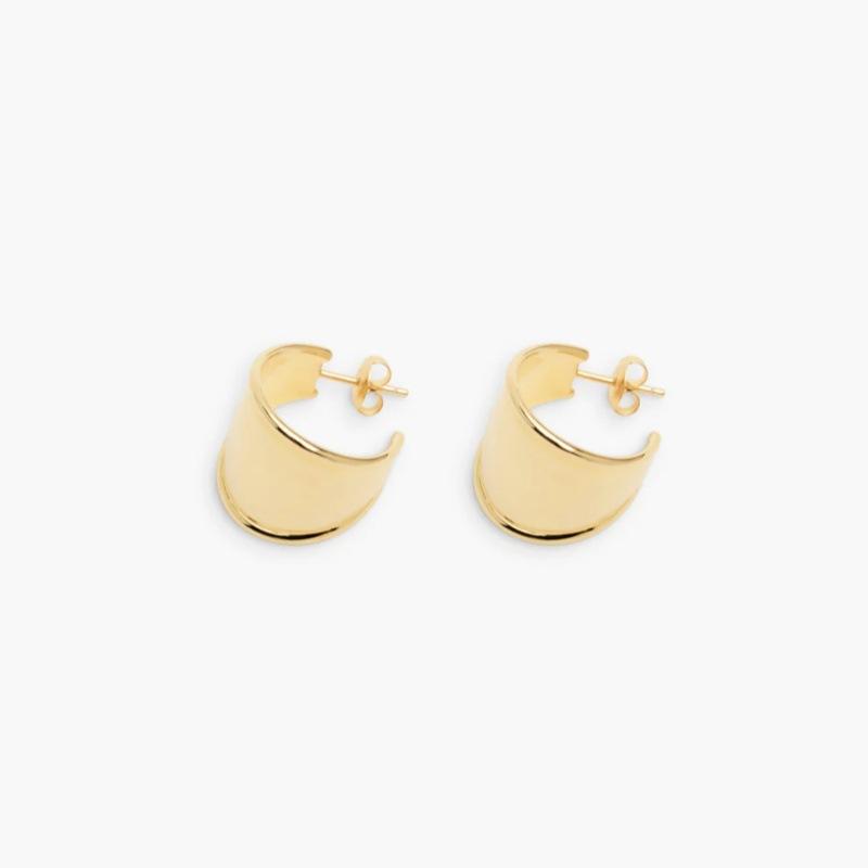 Nischen Design Schwere Industrie Fortgeschrittener Metall Kupferbeschichtet 18 Karat Echtsilber Breite Edition Schmuck S925 Silberne Nadel Ohrringe Temperament Ohrringe