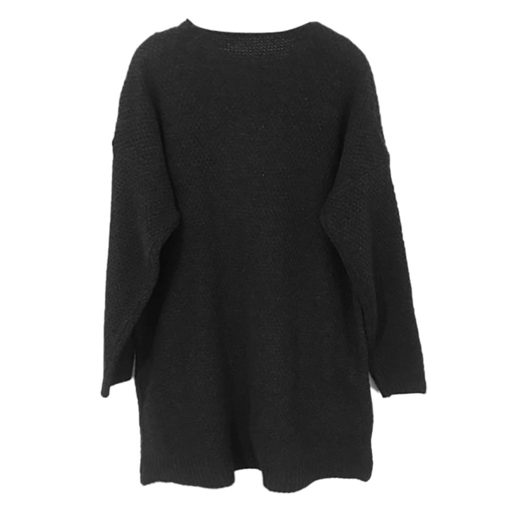 Fashion Women Long Sleeve Knit Winter Cardigan Sweater Solid Color Coat
