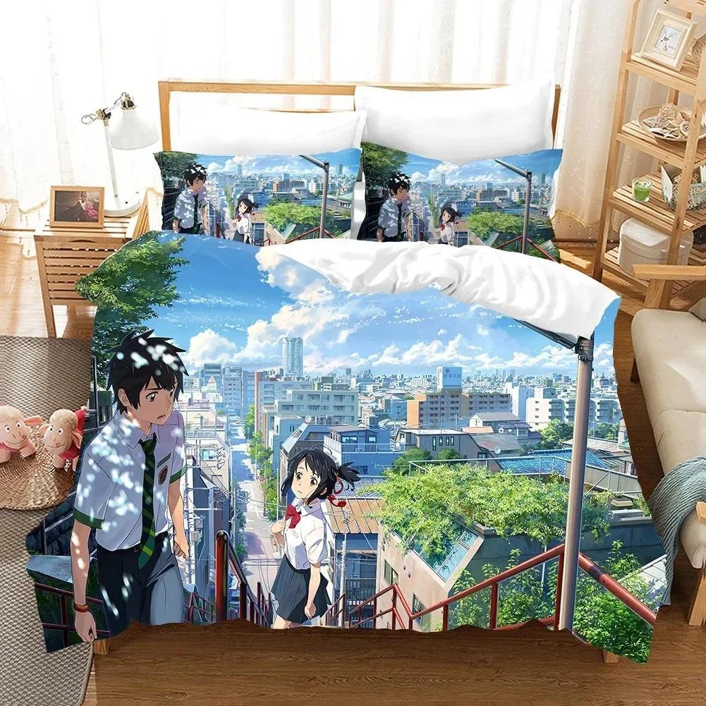 Anime Your Name Luxury Bedding CollectionDuvet Cover Comforter Bed Collection Quilt Cover PillowcaseKing Queen Twin Size Boys Girls Adultse