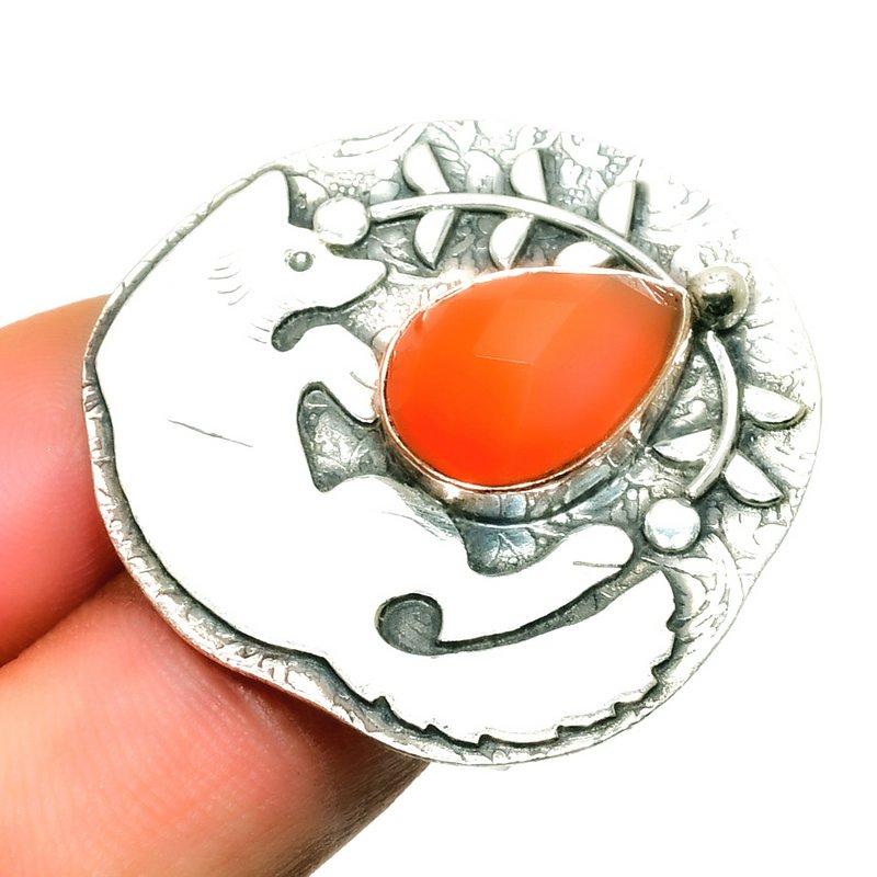 

Ювелирное кольцо ручной работы с сердоликом 925 пробы, посеребренное, размер 8