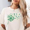 Lucky Four Leaf Clover St Patricks Day Comfort Colors Shirt, Cottagecore Dandelion Lucky Cute Shamrocks Sweatshirt, Irish Gift St Paddys Day