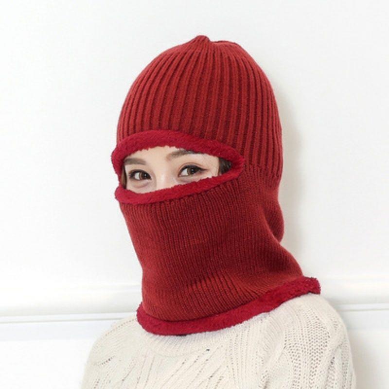 Winter, Unisex, Knitted, Pullover Hat, Masked, Warm and Plush, Thick Windproof, Cycling Ear Protection Hat, Winter Hat