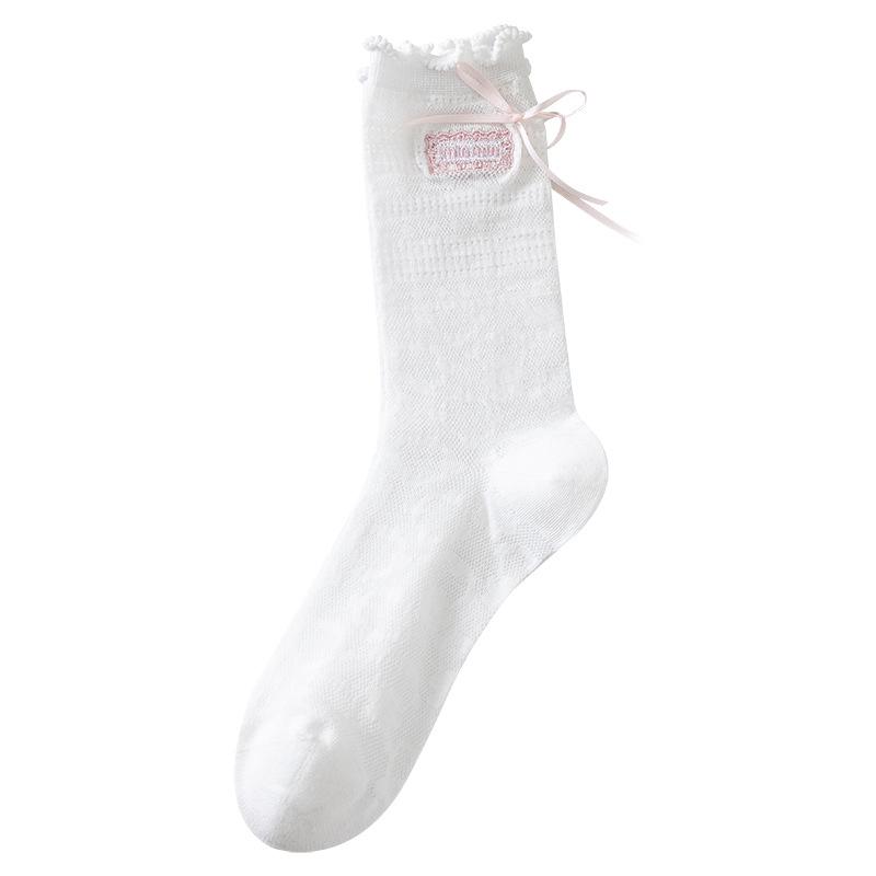 5 Pairs of Women's Summer Thin Lace Lace Embroidered Bow Baley Wind Tube Socks
