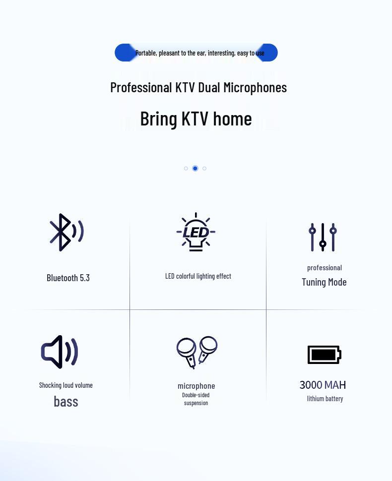 Portable All-in-One RGB Night Light Bluetooth Speaker with Microphone for Family KTV