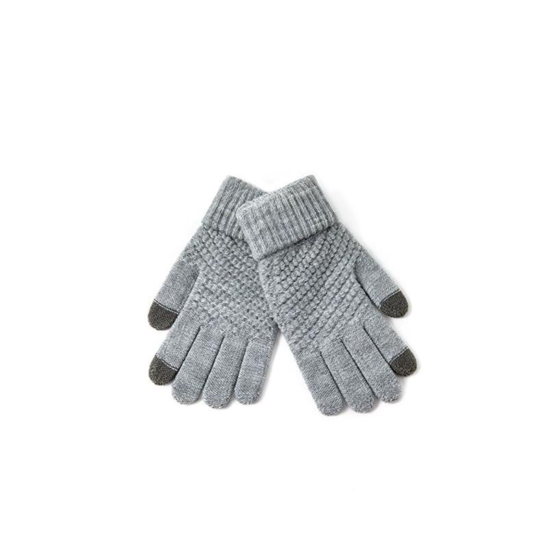 WTEMPO 1Pair Autumn Winter Cold-proof Windproof Full Finger Gloves Couple Warm Plush Gloves Outdoor Cycling Touch Screen Soft Gloves