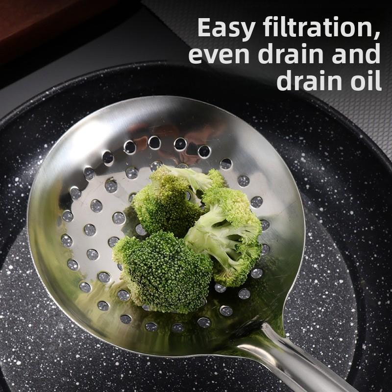 Thickened Domestic Kitchen Drain and Oil-separated Noodles Dumpling Spoon