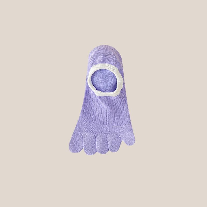 Candy Color Splicing Girls Five Finger Short Socks Women Spring Summer Thin Cotton Breathable No Show Slipper Socks Cotton Ins Split Toe Boat Socks