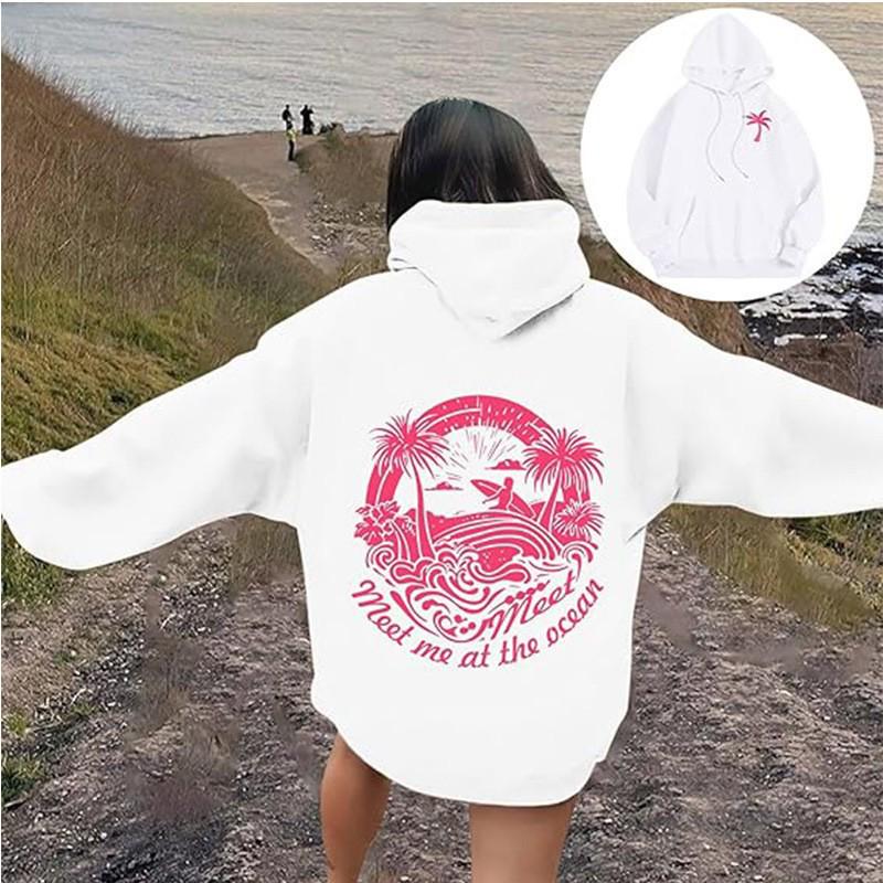 Women's "Everything Comes In Waves" Velvet Hoodie Sweatshirt