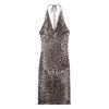 Animal Print Pleated Spaghetti Strap Dress - Women's European & American Style Summer Collection