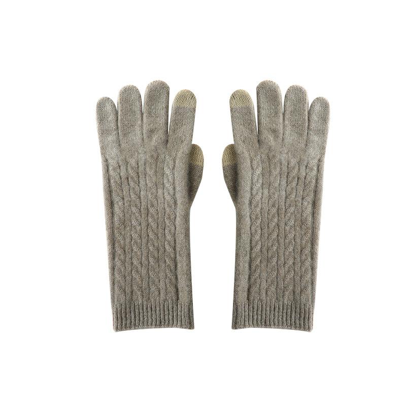 Touch Screen Gloves Cashmere Autumn and Winter New Style Unisex Twisted Pattern Warm Cycling Windproof Knitted Five Finger