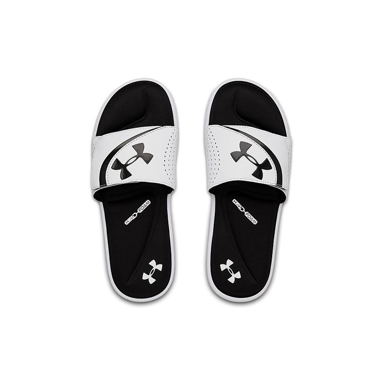 Under Armour Ignite 6 Slide White Black Men Sneakers 3022711-100