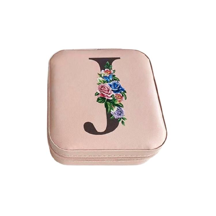 Jewelry Travel Organizers Letter Pattern Small Jewelry Container Fashion Portable Case PU Texture for Fashionable Lover