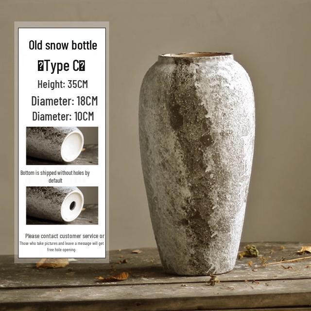 Wabi-Sabi Retro Chinese Ceramic Jar: Distressed Decorative Vase for Entrance, TV Cabinet, or Flower Arrangement.