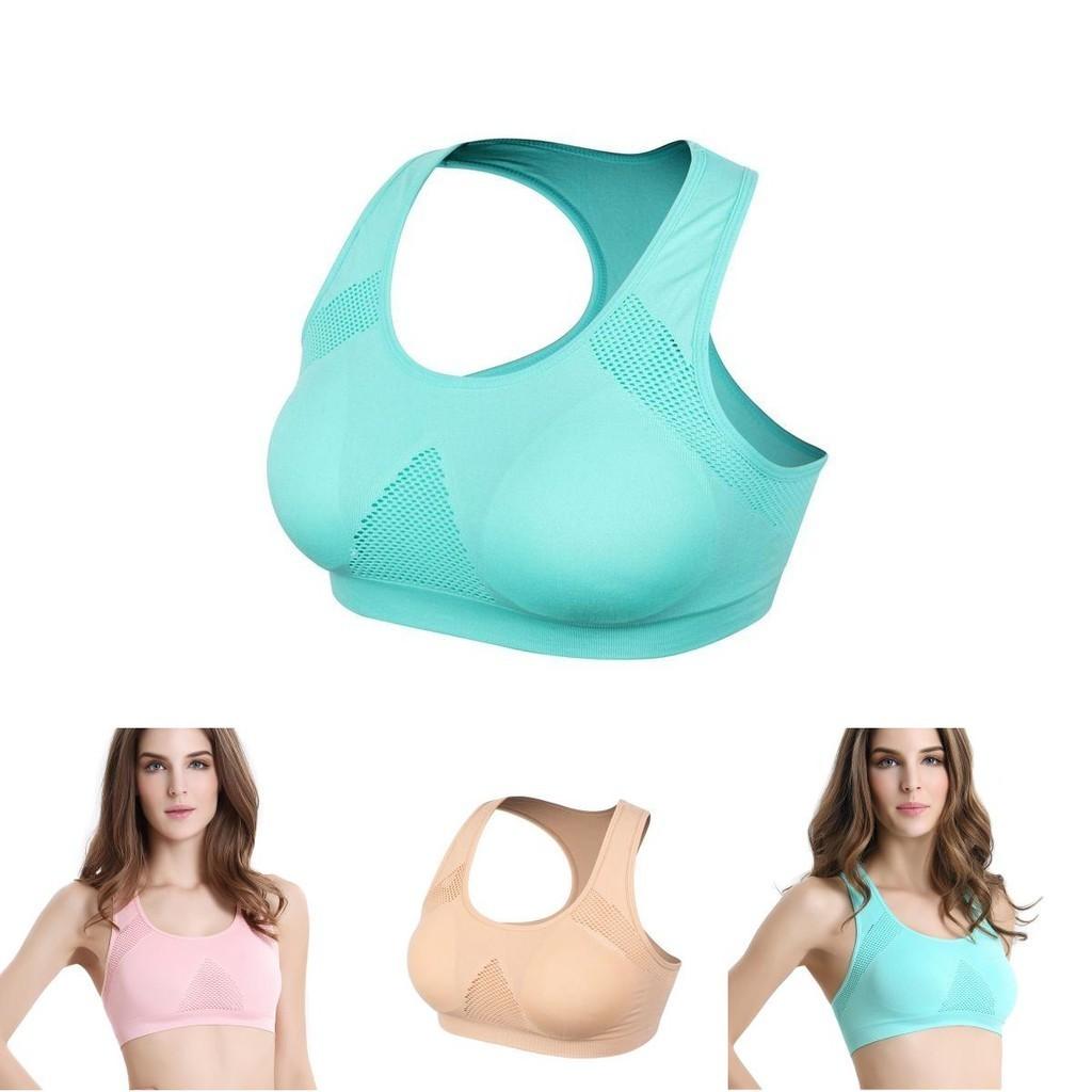 Women Breathable Padded Sports Bra With Hollow Out Design And Pure Color