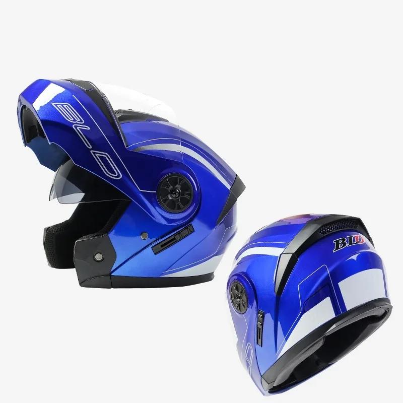 2022 New DOT Appoved High Quality Double Lens Flip Up Helmet Abs Full Face Motocross Motorcycle Racing Helmet Unisex