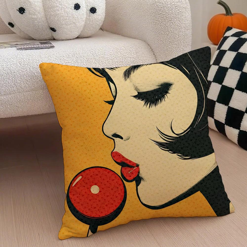 

Classic Pop Art American Art RRoy Lichtenstein Cushion Cover Throw Pillow Cover Hidden Button Durable Polyester Chair Cushion 30X30cm
